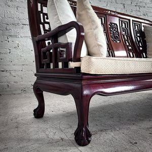 Mid 20th Century Qing Style Carved Rosewood Sofa