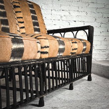 Load image into Gallery viewer, Mid Century Boho Chic Lacquered Rattan Sofa
