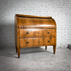 Antique Biedermeier Maple Veneer Roll Top Desk
