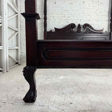 Load image into Gallery viewer, King Mahogany Rococo Canopy Bed Frame
