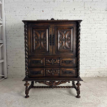 Load image into Gallery viewer, Spanish Colonial Carved Wood Linen Press

