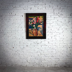 Antique Francois Guigonis Acrylic Wood Still Life Painting