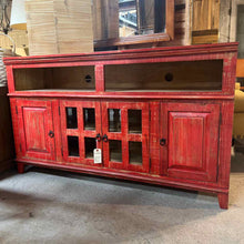 Load image into Gallery viewer, 60" TV Stand Rustic Rubbed Wood Sideboard
