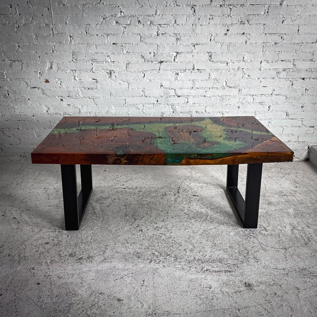 Modern Glossy Resin Wood Cocktail Table