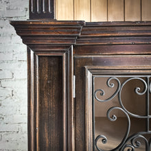 Load image into Gallery viewer, 2 Piece Traditional Dark Wood Hutch Cabinet
