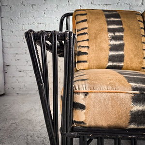 Mid Century Boho Chic Lacquered Rattan Sofa