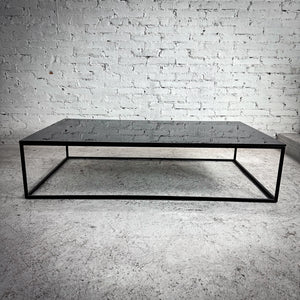 Industrial Black Glass & Metal Cocktail Table