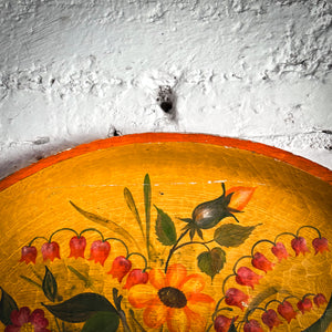 Folk Art Painted Wood Plate Wall Decor