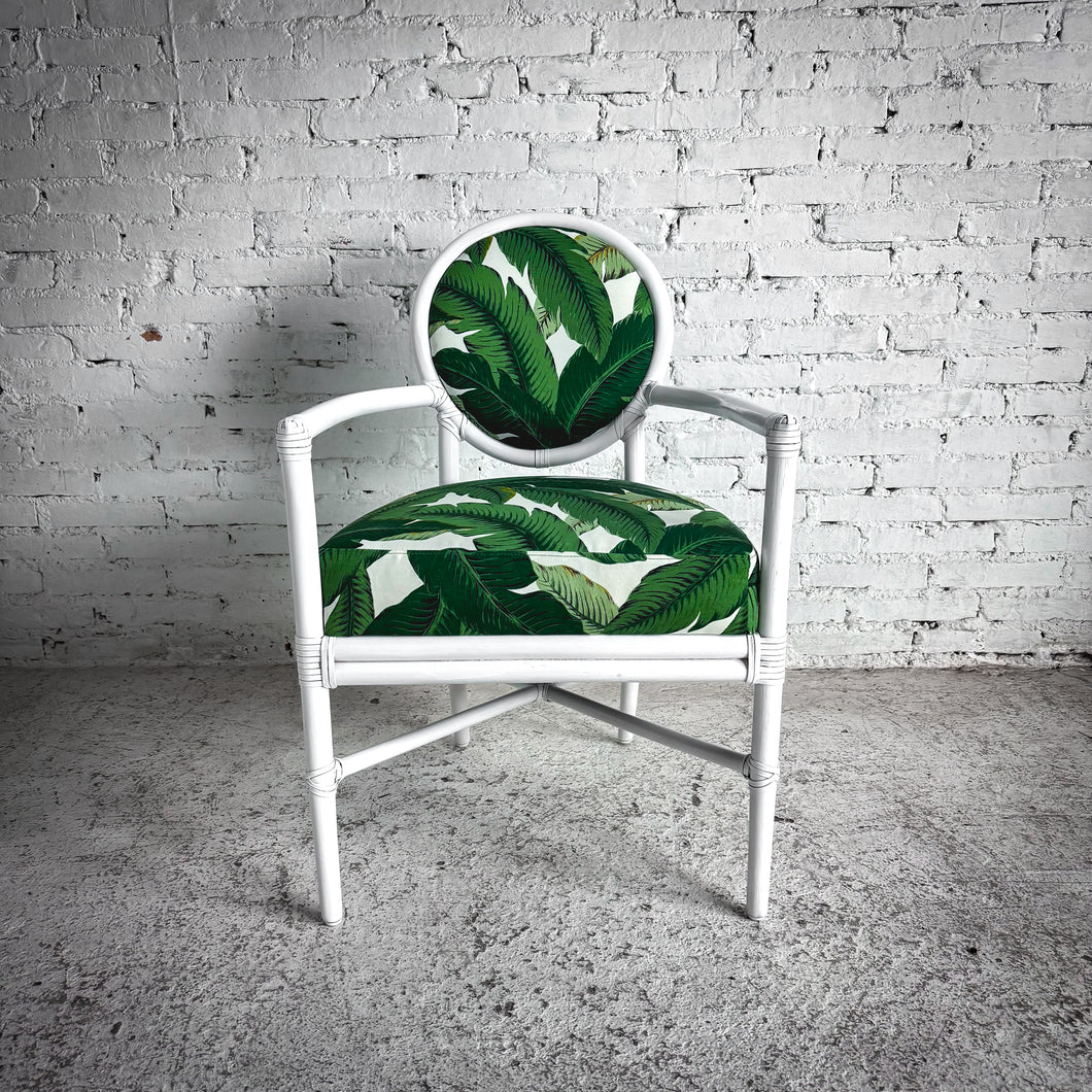 McGuire Palm Beach White Lacquer Cane Accent Chair