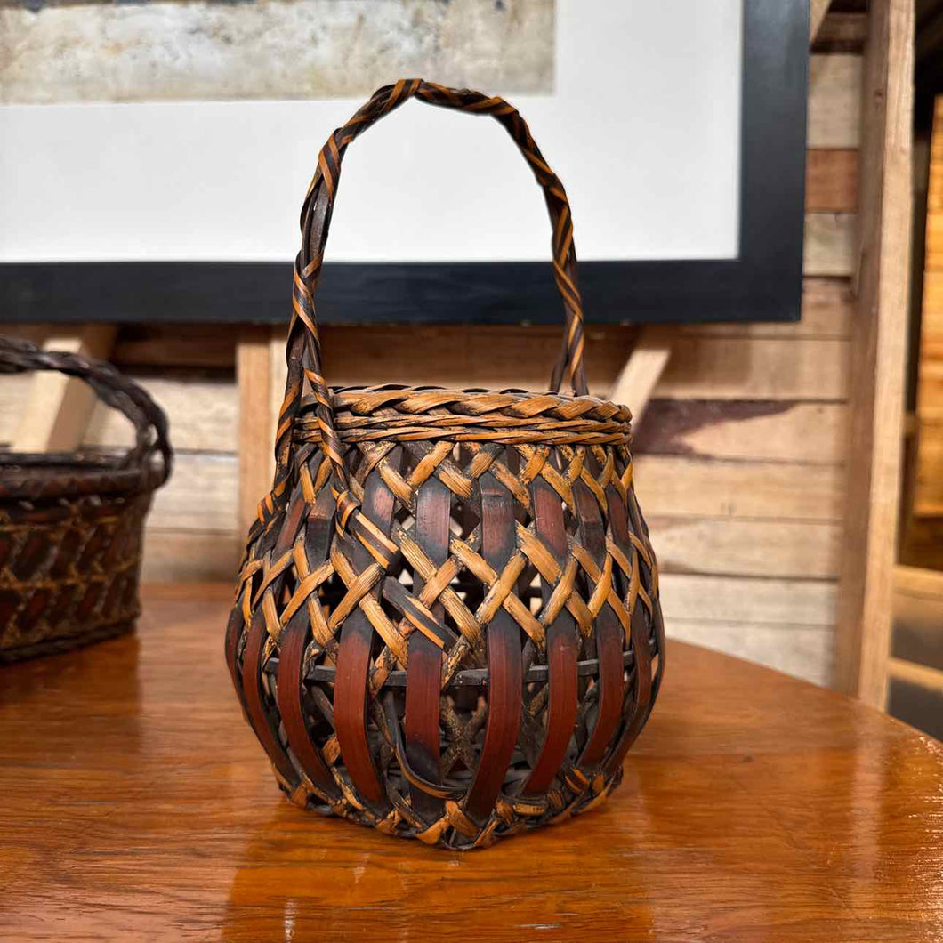 Antique Japanese Woven Basket Decorative Accessory