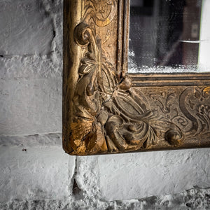 Antique Neoclassical Carved Gold Wood Wall Mirror