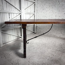Load image into Gallery viewer, Jason Scott Collection Old World Stained Trestle Oak Dining Table

