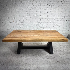Rustic Natural Wood & Metal Cocktail Table