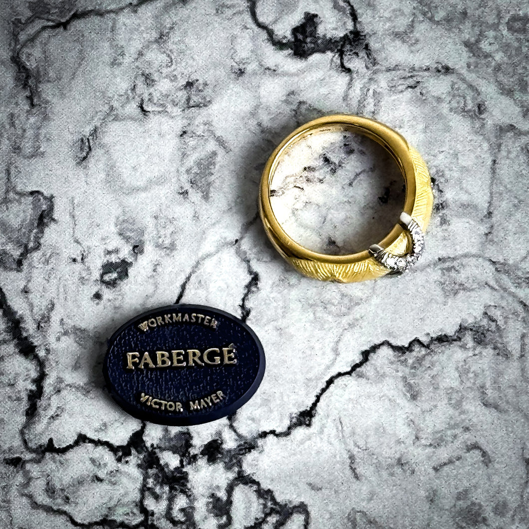 Contemporary Faberge 18K Gold Diamond Ring