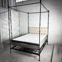 Load image into Gallery viewer, Evos Traditional Queen Ebonized Iron + Linen Bed
