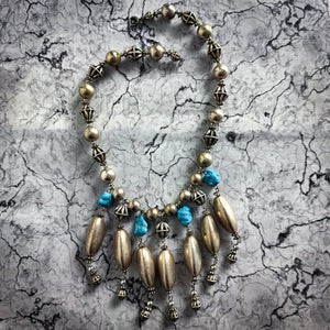Vintage Navajo Silver American Southwest Turquoise Necklace