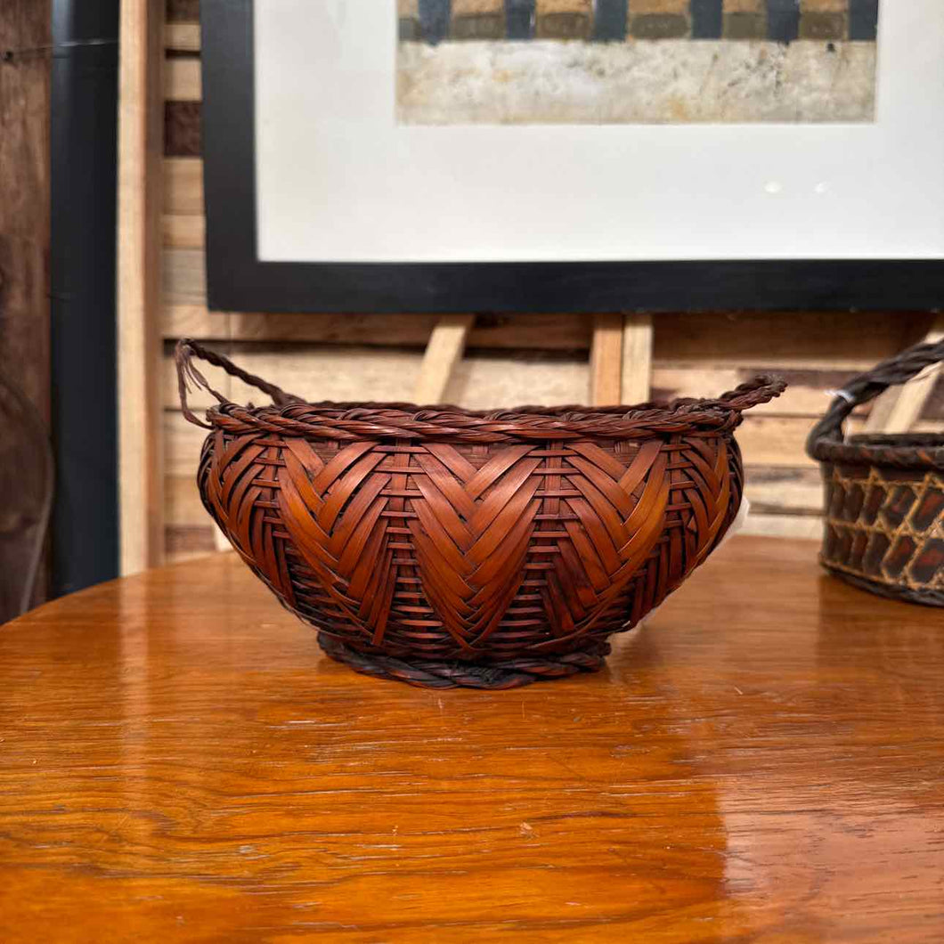 Antique Japanese Woven Basket Decorative Accessory