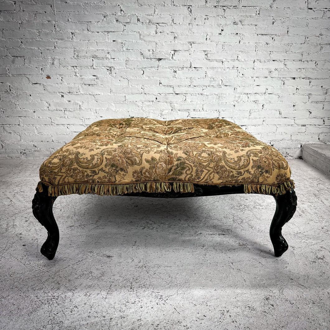 Large Rococo Style Damask Upholstered Ottoman