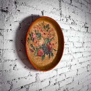 Folk Art Painted Wood Plate Wall Decor