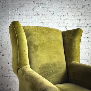 Transitional Fabric Wood Wingback Chair