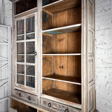Load image into Gallery viewer, Vintage Monumental Gustavian Distressed Wood Display Cabinet
