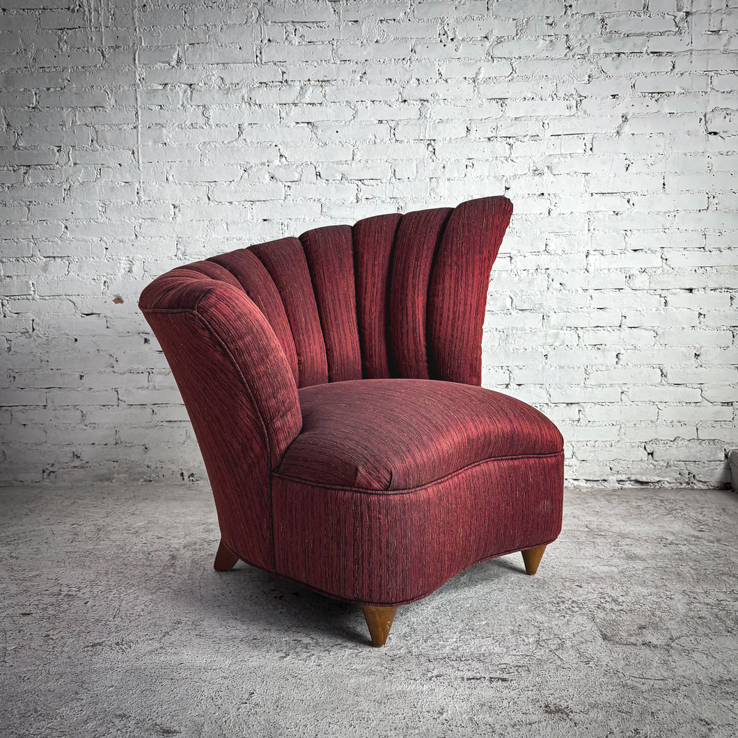 Pair Vintage Vladimir Kagan Re-upholstered Wood Accent Chair