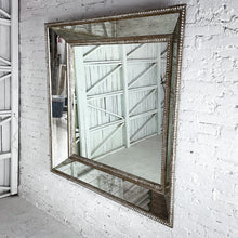 Load image into Gallery viewer, Square Beaded Silver Leaf Wood Wall Mirror
