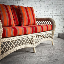 Load image into Gallery viewer, Coastal Ivory Wicker Sofa
