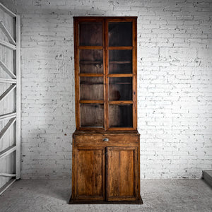 2 Piece Early 19th Century Utilitarian Pine China Cabinet