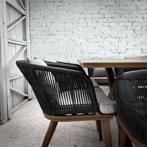 Set of 9 Purple Leaf Roped Aluminum Outdoor Dining Table