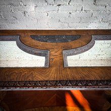 Load image into Gallery viewer, Mass Produced Victorian Revival Style Carved Oak &amp; Marble Console
