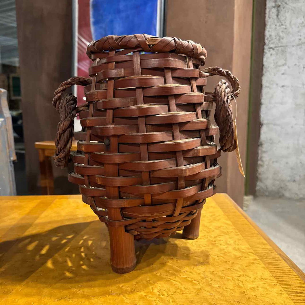 Antique Japanese Woven Basket Decorative Accessory