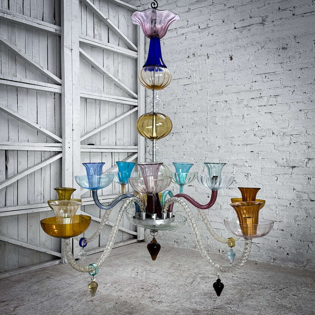 Murano Multi-Color Glass Crystal Chandelier