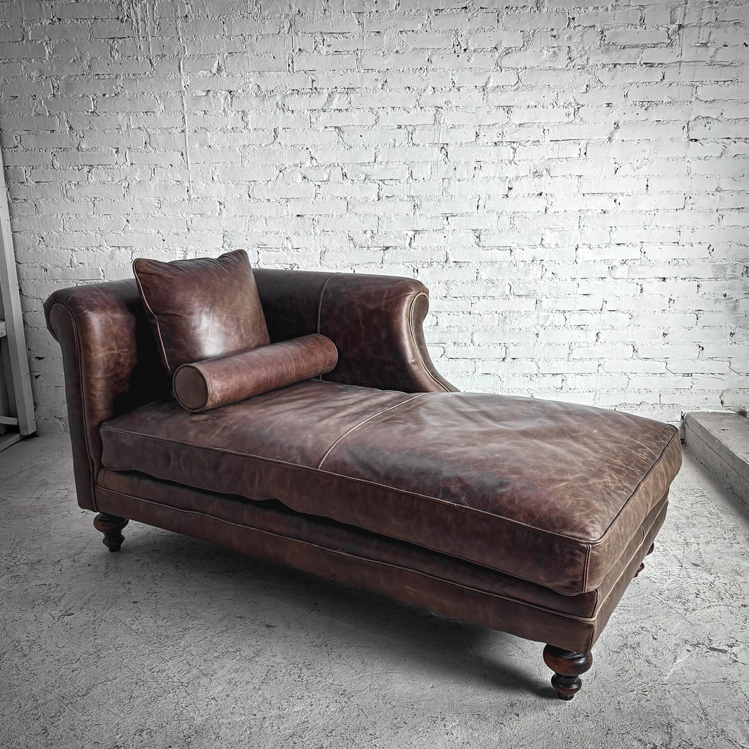 Transitional Leather Chaise