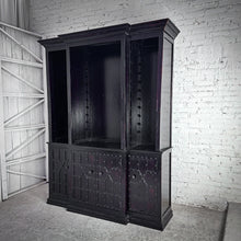 Load image into Gallery viewer, 2 Piece Spanish Colonial Revival Black Lacquer Bookcase
