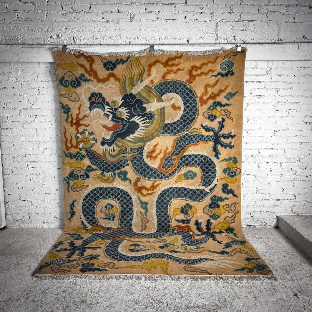 Chinese Art Deco Wool Oriental Knotted Rug