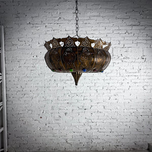 Moroccan Round Brass Pendant Light