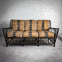 Load image into Gallery viewer, Mid Century Boho Chic Lacquered Rattan Sofa
