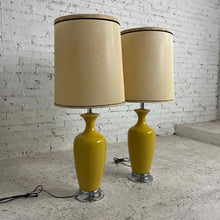 Load image into Gallery viewer, Pair of Mid-Century Yellow Baluster Lamps
