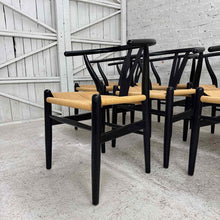 Load image into Gallery viewer, Set of 8 Black Wishbone Dining Chairs
