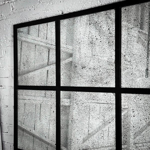 Industrial Antiqued Metal Windowpane Mirror Mirror