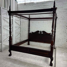 Load image into Gallery viewer, King Mahogany Rococo Canopy Bed Frame

