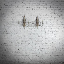 Load image into Gallery viewer, Set of 2 Rococo Revival Nickel Plate Cast Aluminum Flush Mount Sconce
