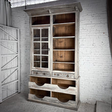 Load image into Gallery viewer, Vintage Monumental Gustavian Distressed Wood Display Cabinet
