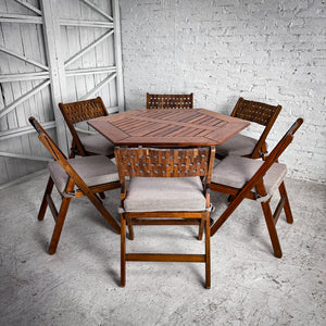 Set of 7 Danish Oil Teak Garden Table and Chairs