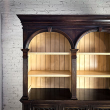 Load image into Gallery viewer, 2 Piece Traditional Dark Wood Hutch Cabinet
