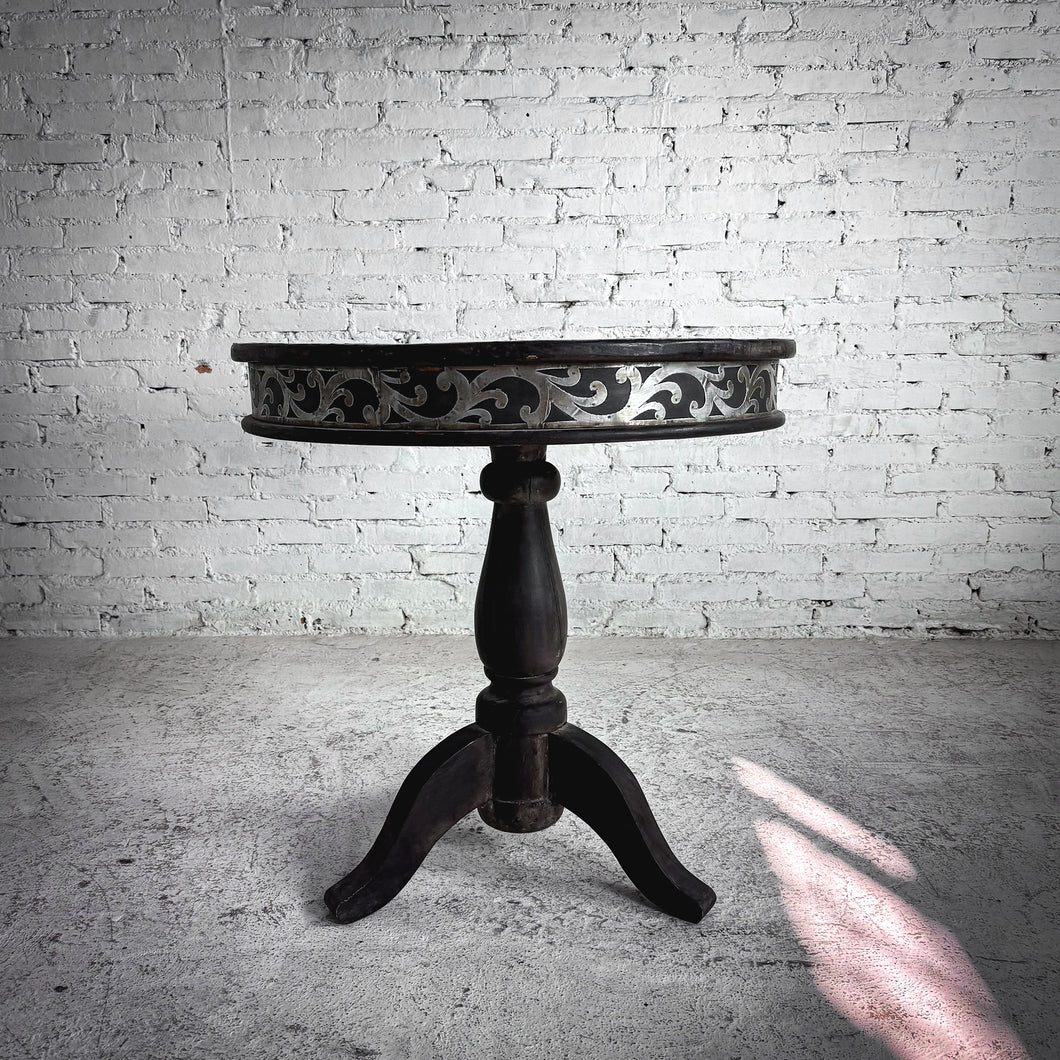C. 1950's Indian Ebonized Wood Pedestal Table