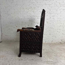 Load image into Gallery viewer, Gothic Revival Carved Wood Throne Armchair
