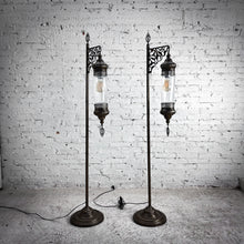 Load image into Gallery viewer, Moroccan Style Brass Tone Pierced Metal Standard Floor Lamp
