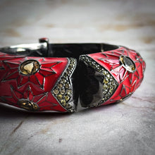 Load image into Gallery viewer, Matthew Campbell Laurenza Contemporary Red Enamel Spainish Clamper Bracelet
